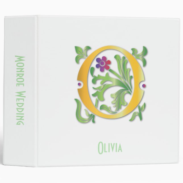 Letter O Monogram Fleur de lis Binder (Front/Spine)