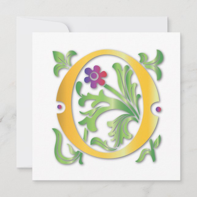 Letter O Monogram Fleur de lis Invitation (Front)
