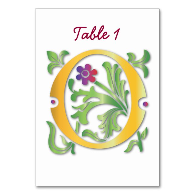 Letter O Monogram Fleur de lis Table Number (Front)