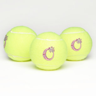 Letter O monogram girls personalized doodle art Tennis Balls