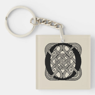 Letter O Monogram Vintage Celtic Knot Print Keychain