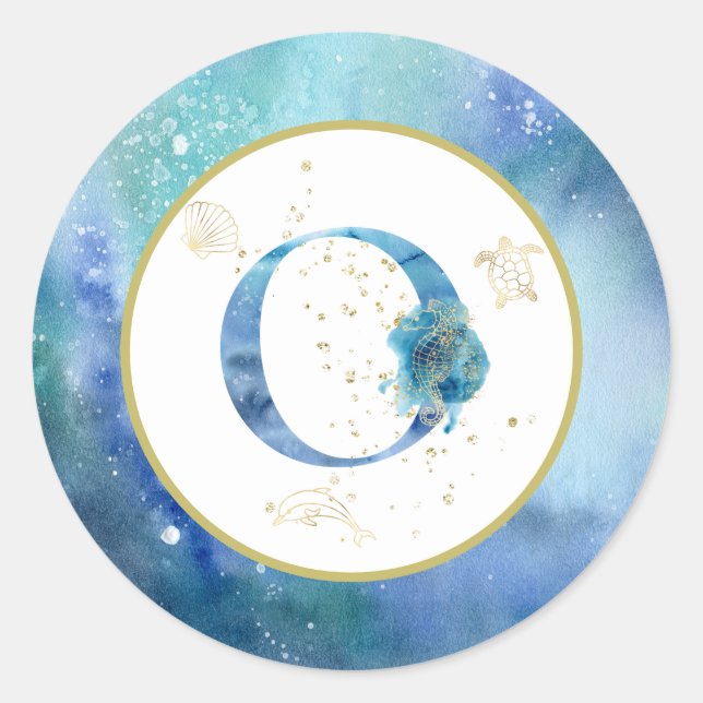 *~*  LETTER O -  Nautical Beach Envelope  Sticker (Front)