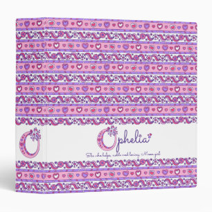 Letter O Ophelia hearts flowers doodle name Binder