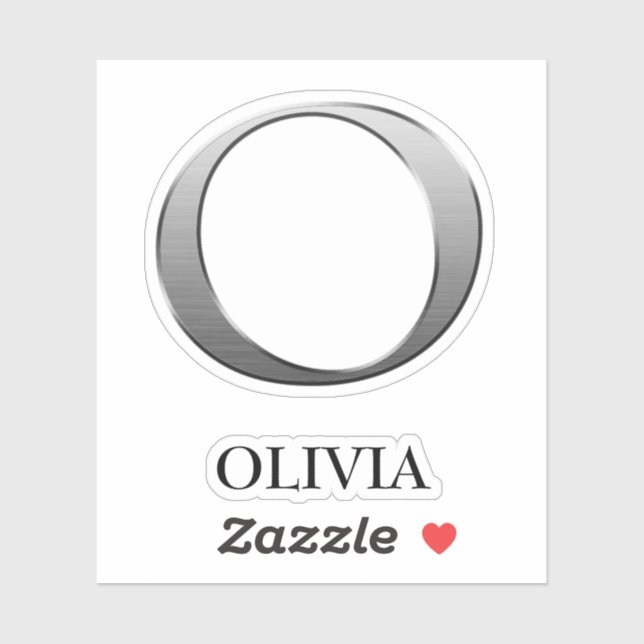 Letter O Two-Tone Silver Grey and Name Sticker (Sheet)