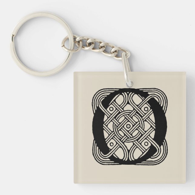 Letter O Vintage Celtic Knot Monogram Keychain (Front)
