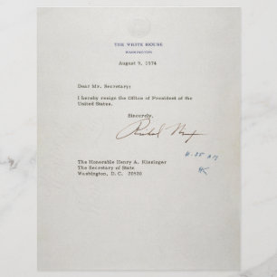Letter of Resignation of Richard M. Nixon 1974