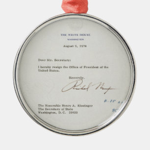 Letter of Resignation of Richard M. Nixon 1974 Metal Ornament