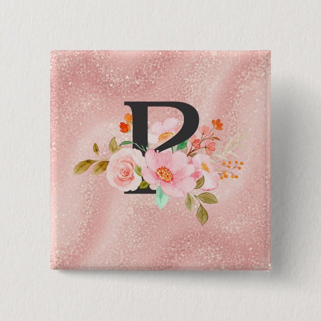 Letter P 2 Inch Square Button (Front)