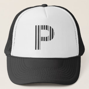 LETTER P BAR CODE First Initial Barcode Pattern Trucker Hat