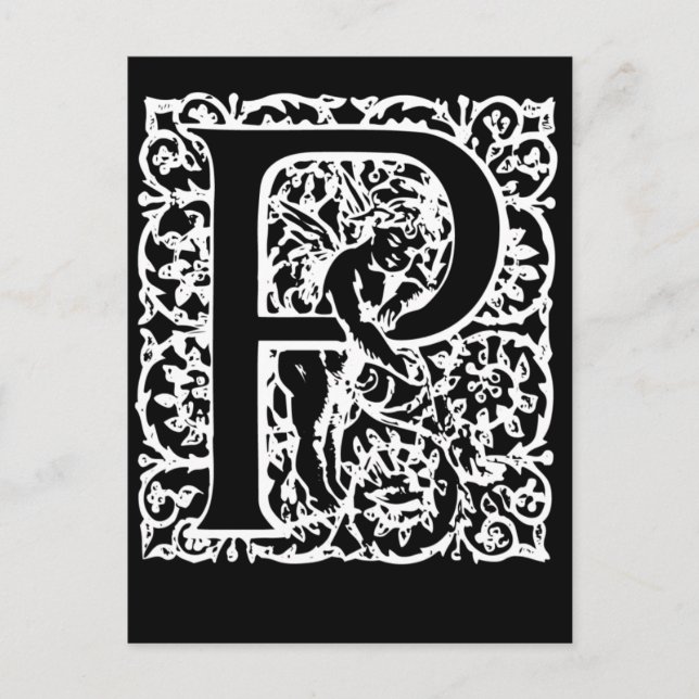 Letter P Black and White Monogram Cards (Front)