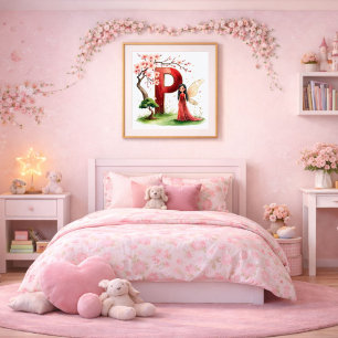 Letter P Bonsai Tree Fairy Poster Japanese Garden