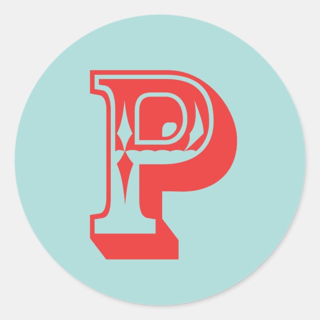 Letter P carnival style monogram initial favour Classic Round Sticker (Front)