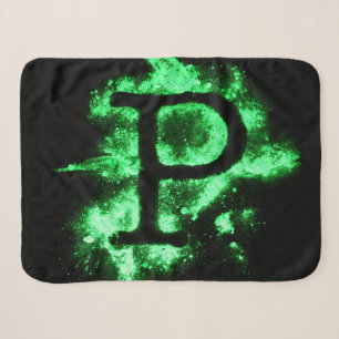 Letter P Green Capital Alphabet Sherpa Blanket
