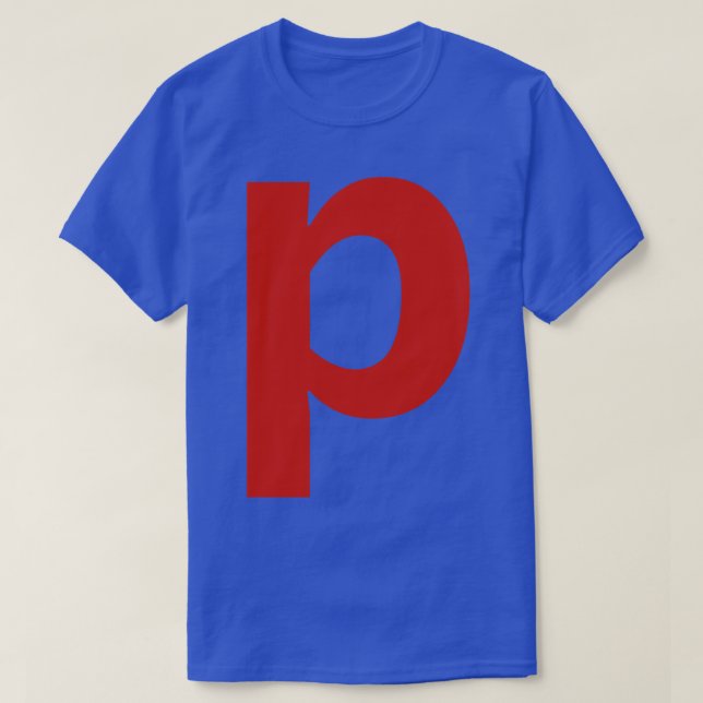 Letter p in Red Text Minimal Typography T-Shirt (Design Front)