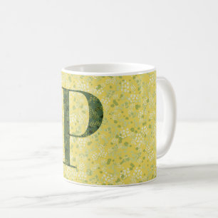 Letter P light yellow and dark green liberty Coffee Mug