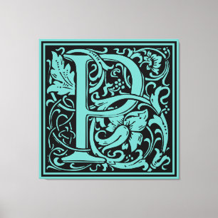 Letter P Medieval Monogram Art Nouveau Canvas Print