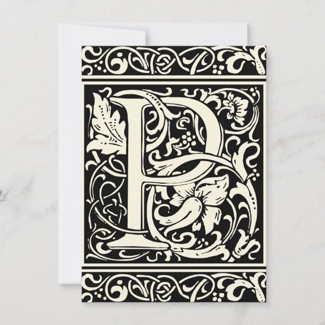 Letter P Medieval Monogram Art Nouveau Invitation (Front)