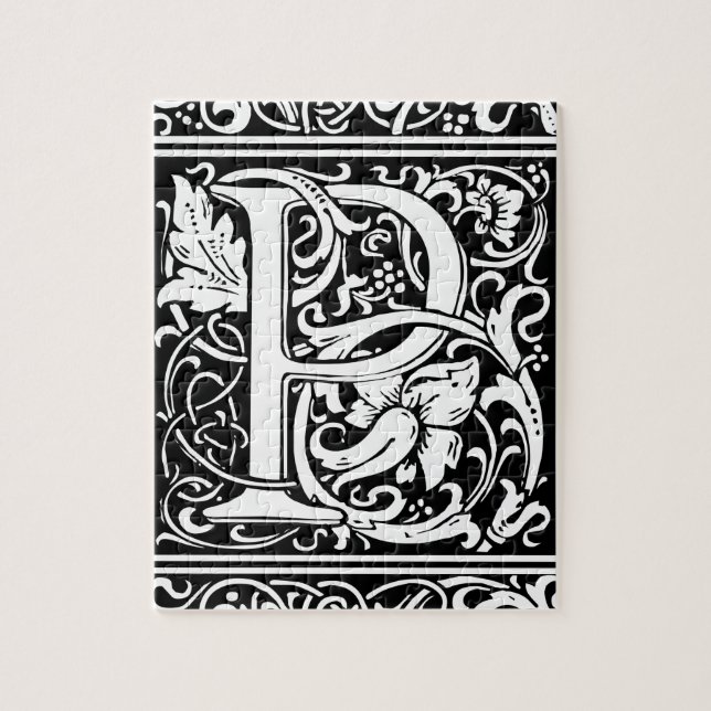 Letter P Medieval Monogram Art Nouveau Jigsaw Puzzle (Vertical)