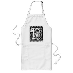 Letter P Medieval Monogram Art Nouveau Long Apron