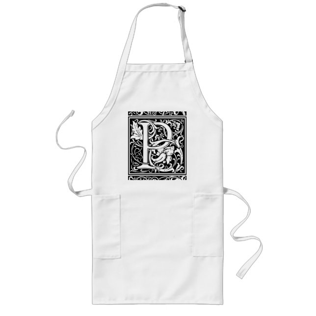 Letter P Medieval Monogram Art Nouveau Long Apron (Front)
