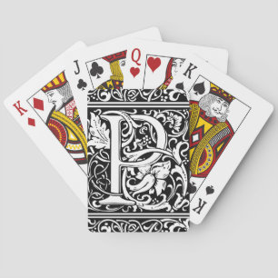 Letter P Medieval Monogram Art Nouveau Playing Cards