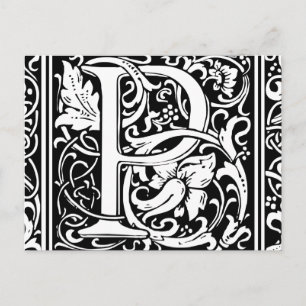 Letter P Medieval Monogram Art Nouveau Postcard
