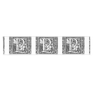 Letter P Medieval Monogram Art Nouveau Short Table Runner