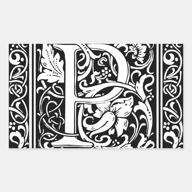 Letter P Medieval Monogram Art Nouveau Sticker (Front)