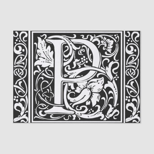 Letter P Medieval Monogram Art Nouveau Tissue Paper (Front)