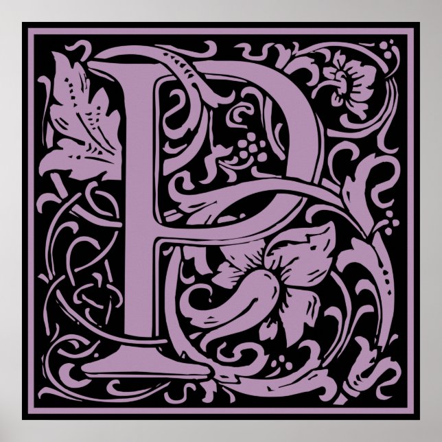 Letter P Medieval Monogram Vintage Initial Poster (Front)
