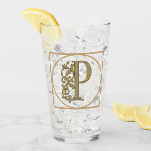 LETTER P MONOGRAM Beautiful Wedding New Home Gift Glass