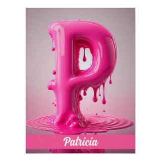 Letter P, Monogram P  - Customizable Name Poster 