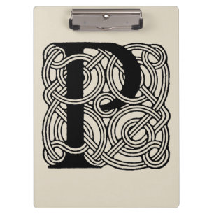 Letter P Monogram Vintage Celtic Knot Print Clipboard