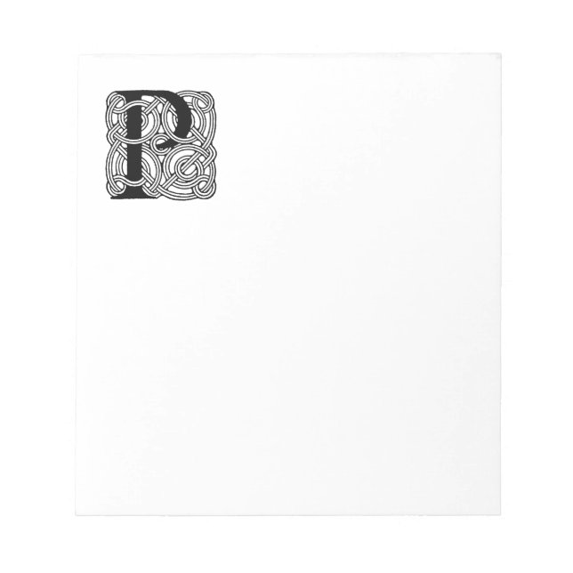 Letter P Monogram Vintage Celtic Knot Print Notepad (Front)