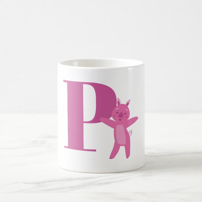 Letter P & Pig Coffee Mug (Center)