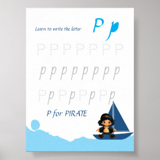 Letter P Tracing Poster for Kids