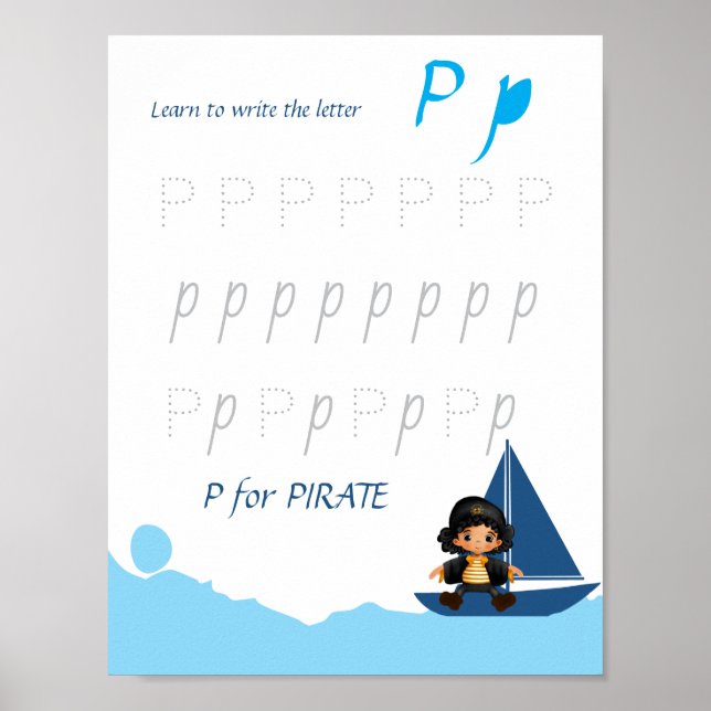 Letter P Tracing Poster for Kids (Front)