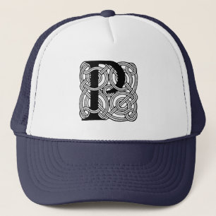 Letter P Vintage Celtic Knot Monogram Trucker Hat