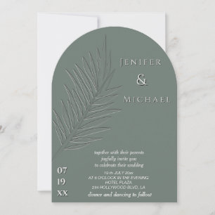 Letter press palm leaf tropical arch all in one  invitation