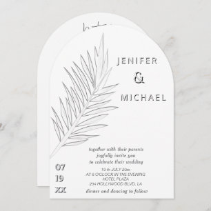 Letter press palm leaf tropical arch all in one  invitation