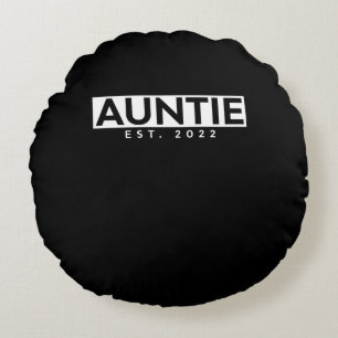 Letter Print Graphic Auntie est. 2022 Round Pillow
