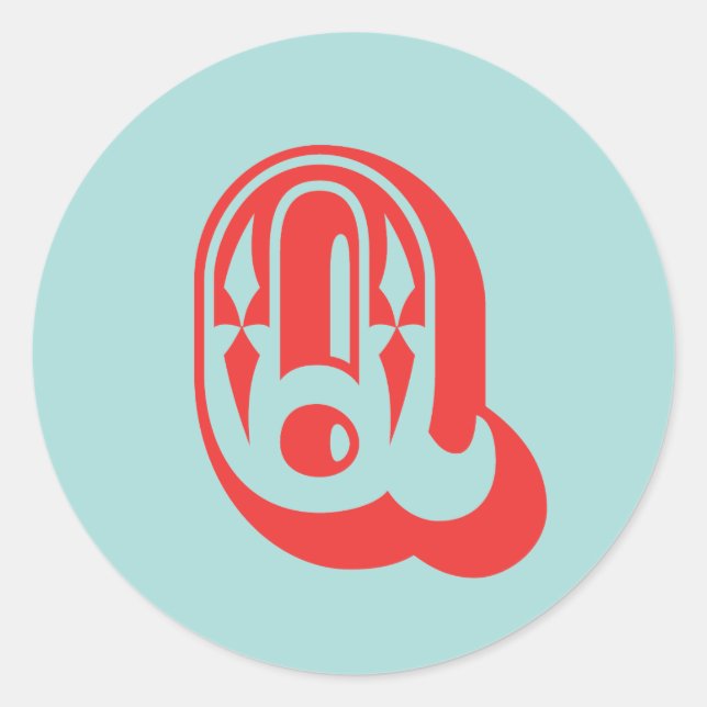 Letter Q carnival style monogram initial favour Classic Round Sticker (Front)