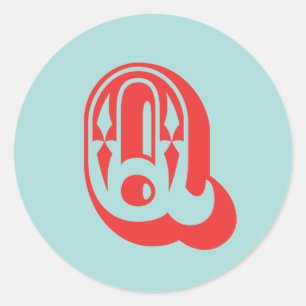 Letter Q carnival style monogram initial favour Classic Round Sticker
