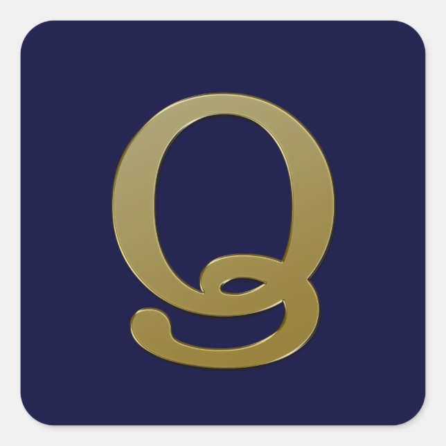 Letter Q Gold Square Sticker (Front)