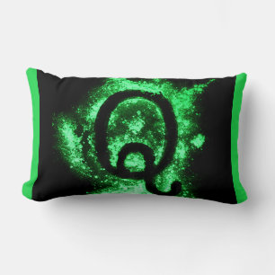 Letter Q Green Capital Alphabet Lumbar Pillow