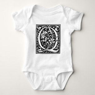 Letter Q Medieval Monogram Art Nouveau Baby Bodysuit