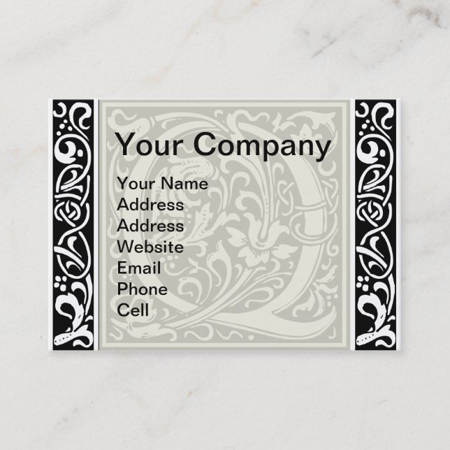 Letter Q Medieval Monogram Art Nouveau Business Card (Front)