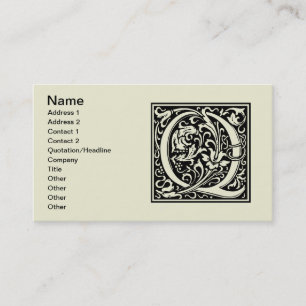 Letter Q Medieval Monogram Art Nouveau Business Card