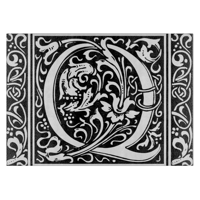 Letter Q Medieval Monogram Art Nouveau Cutting Board (Front)