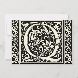 Letter Q Medieval Monogram Art Nouveau Invitation